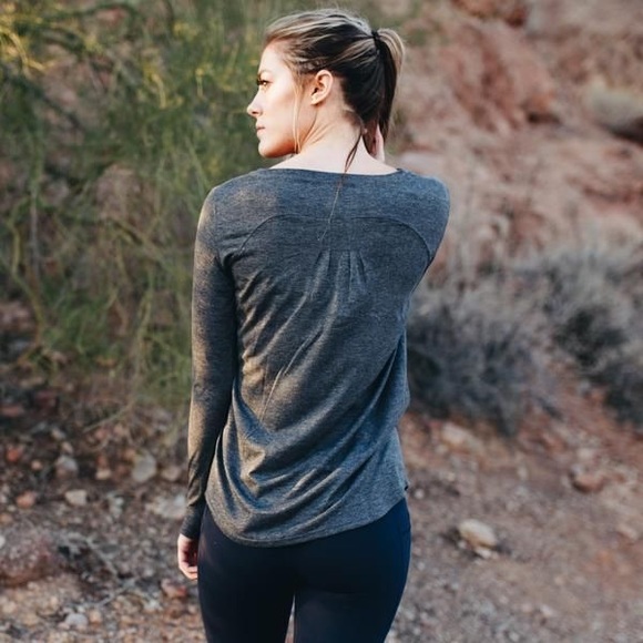 senita Tops - Senita Athletics Charcoal LS Tee